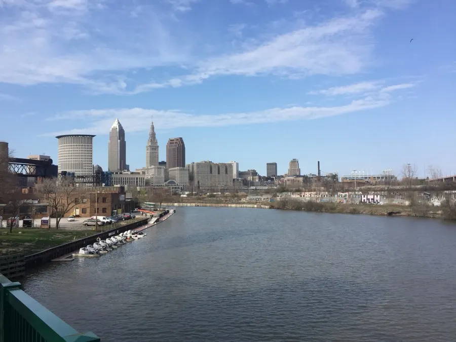 Cleveland skyline over the Cuyahoga River — photo from the probate page