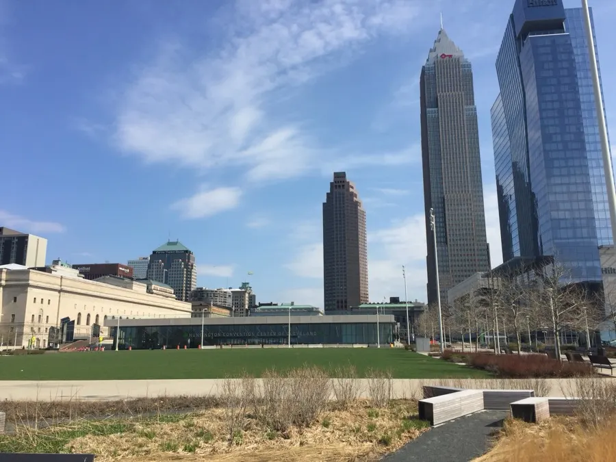 Key Tower seen from the mall lawn — photo from the real estate law page